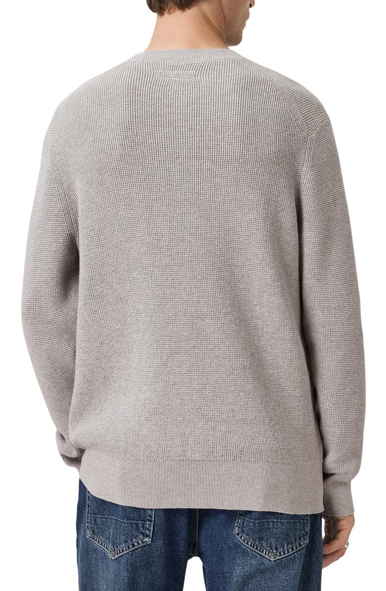 AllSaints Oversize Cotton & Wool Waffle Crewneck Sweater, Alternate, color, Moon Grey