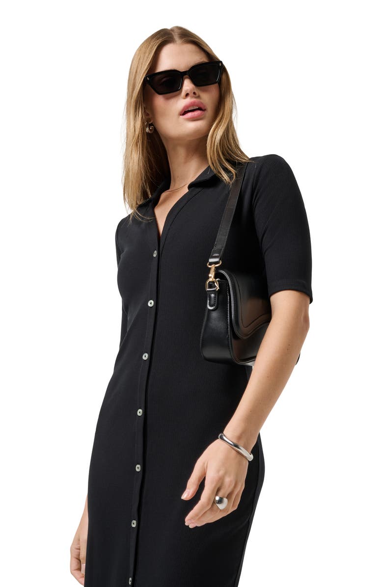 TravisMathew Cloud Rib Midi Shirtdress, Alternate, color, Black