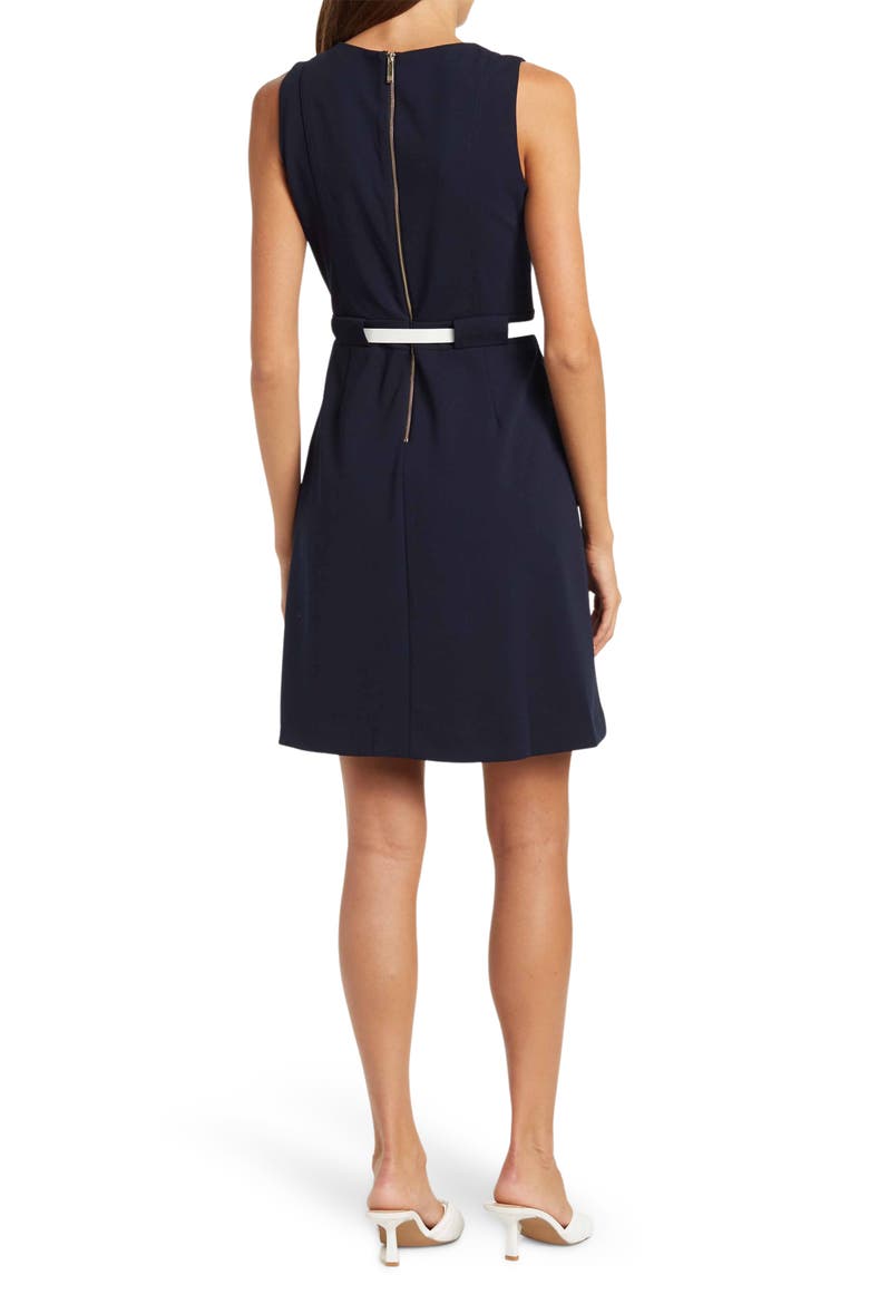 Round Neck Belted Sleeveless Dress, Alternate, color, SKY CAPTAIN