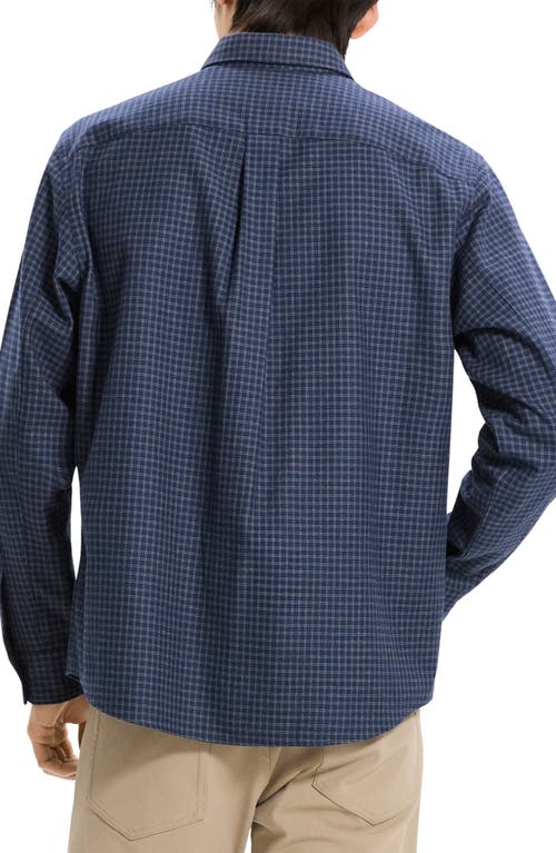 Theory Weekend Woods Check Cotton Button-up Shirt In Blue