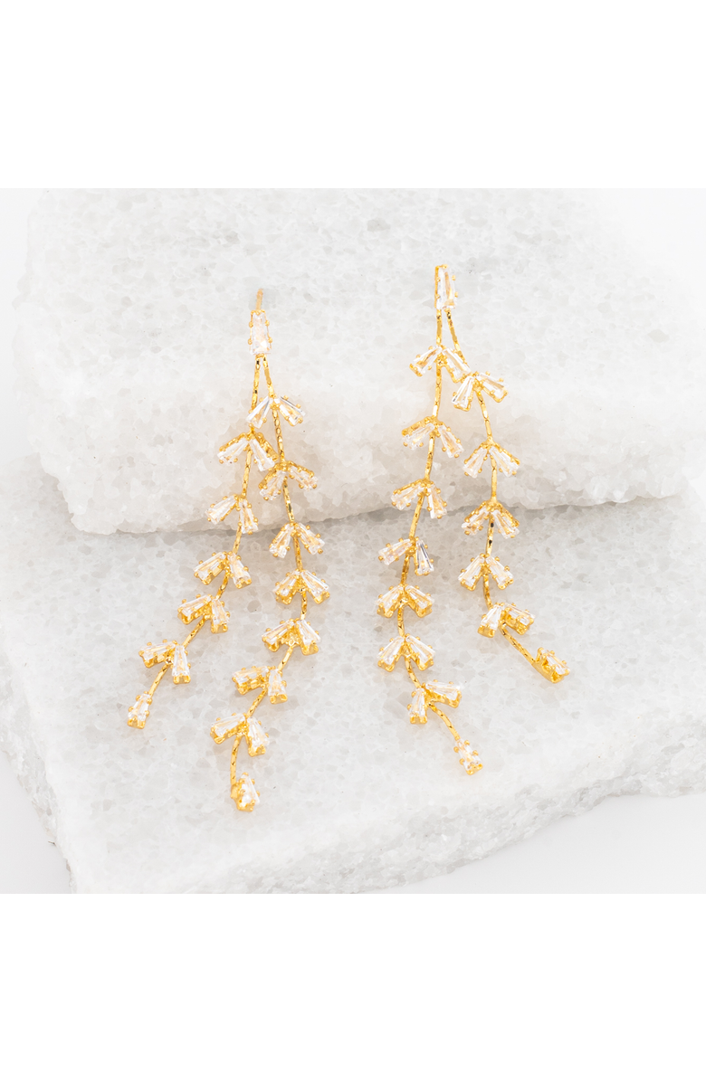 Starfish Project Graceful Willow Zircon and Gold Dangle Earrings, Main, color, Gold