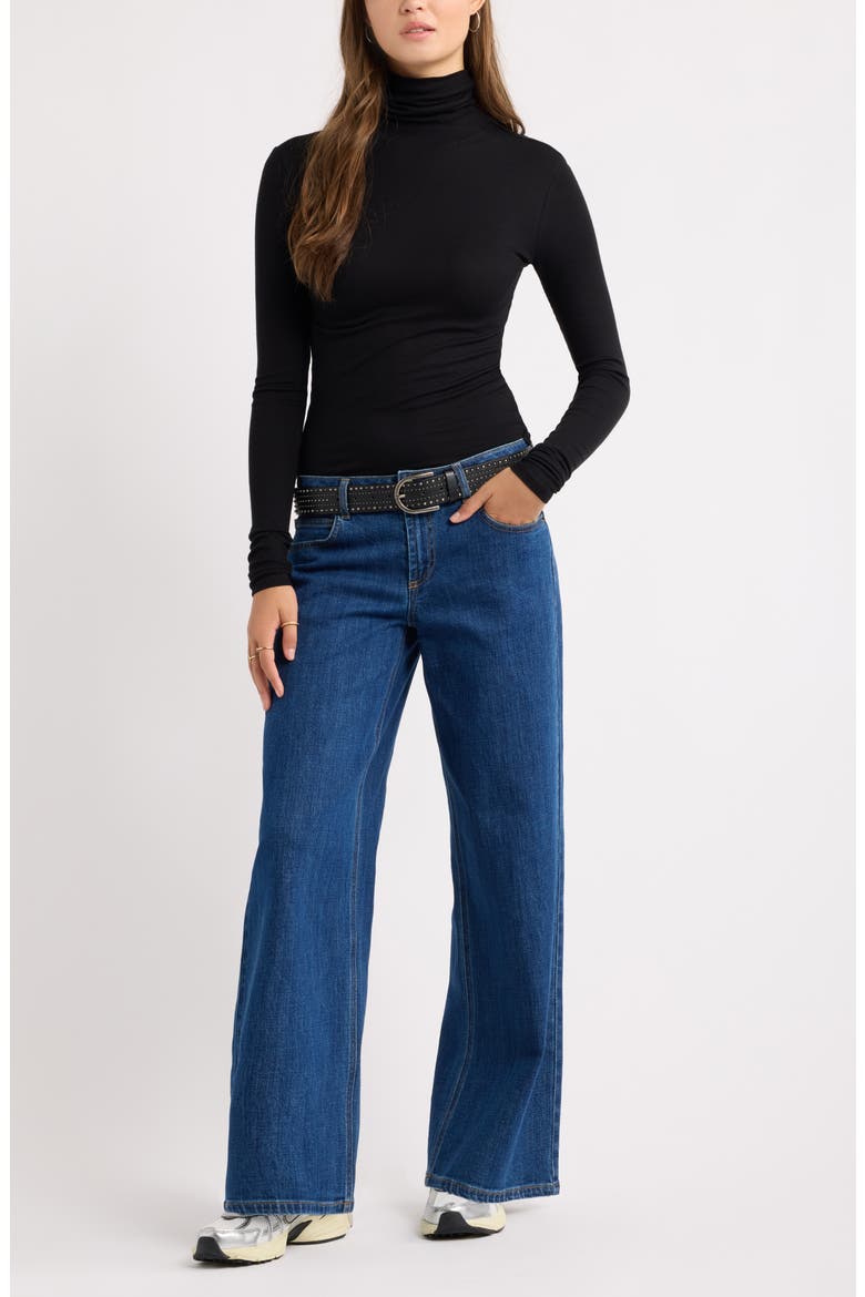 Turtleneck Rib Top, Alternate, color, BLACK