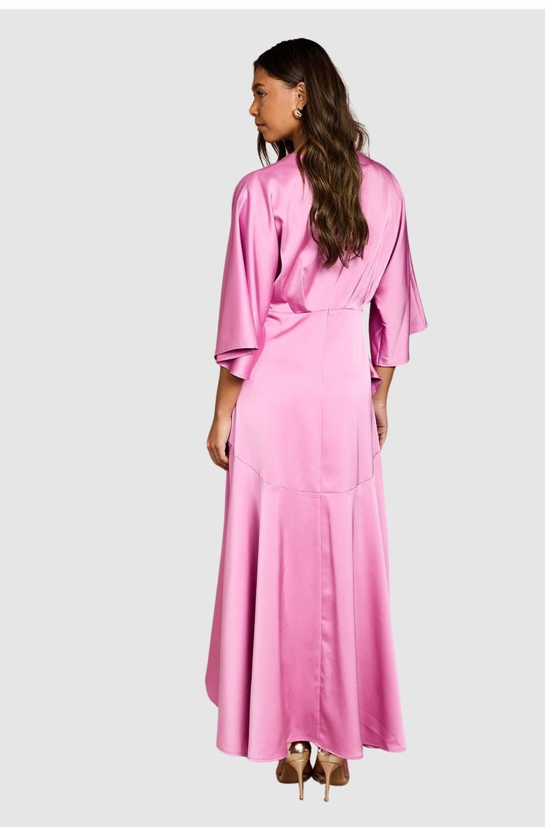 Coast Satin Back Crepe Ruffle Wrap Midi Dress, Alternate, color, Pink