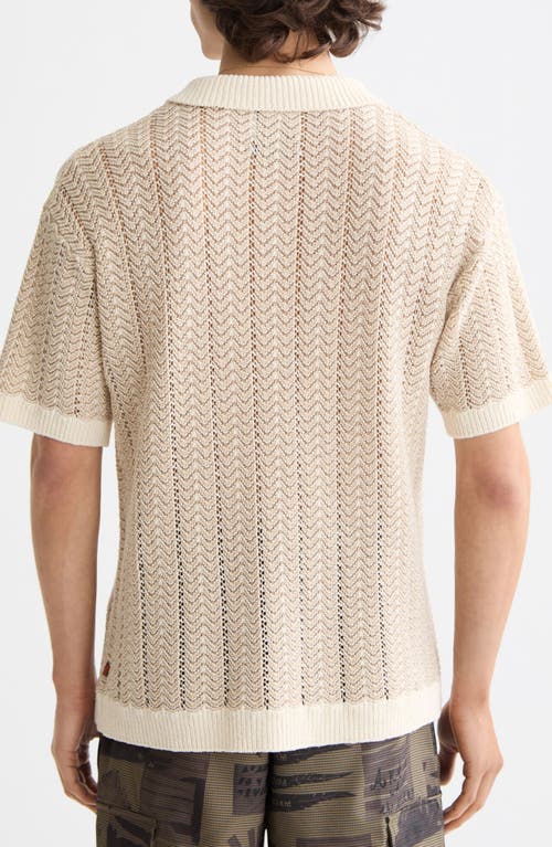 Scotch & Soda Open Knit Johnny Collar Polo Sweater In Brown