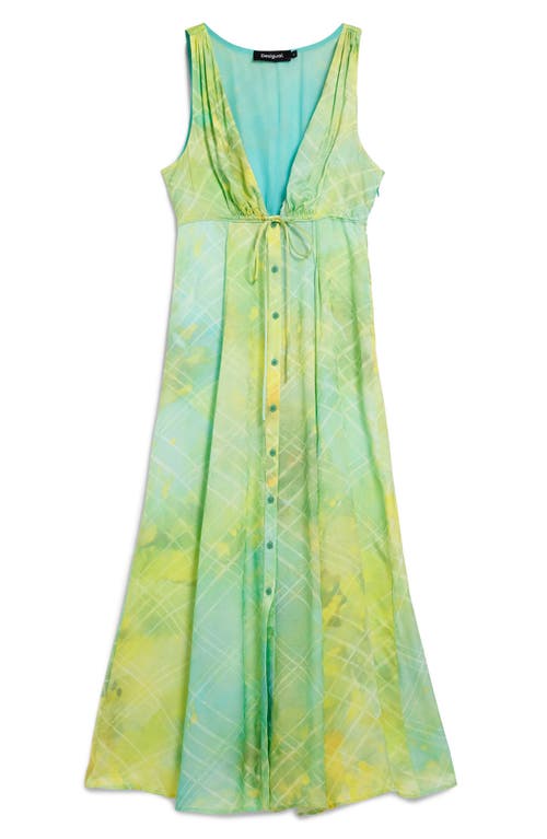 Desigual Sleeveless A-line Midi Dress In Green