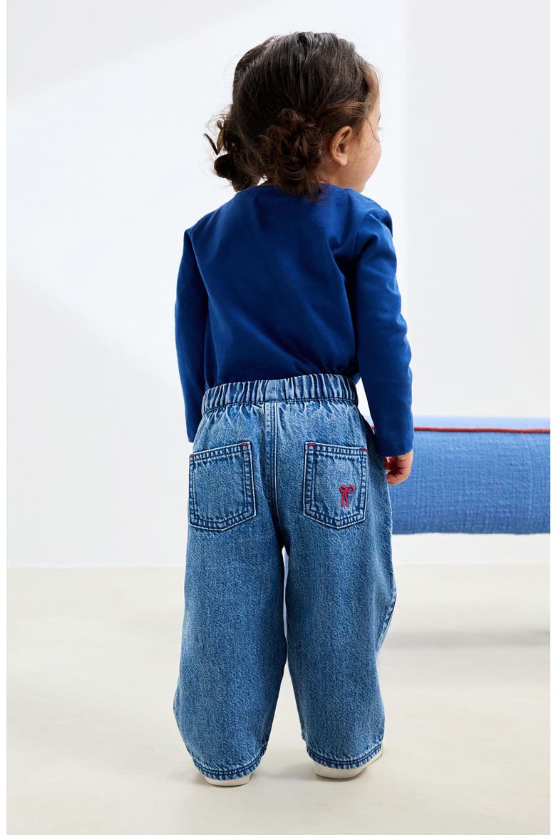 Kids' Bow Laser Wide Leg Jeans, Alternate, color, BLUE