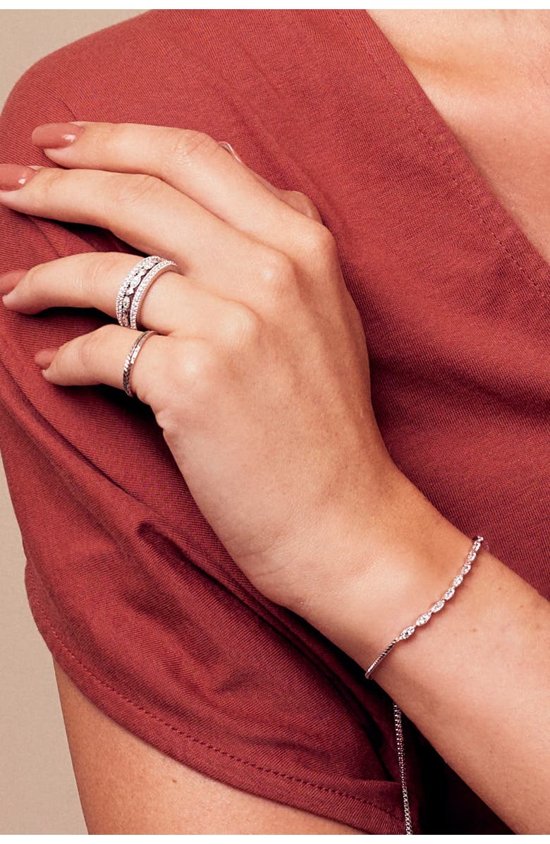 Sterling Forever Rhodium Plated Marquise Cut CZ Slider Bracelet, Alternate, color,