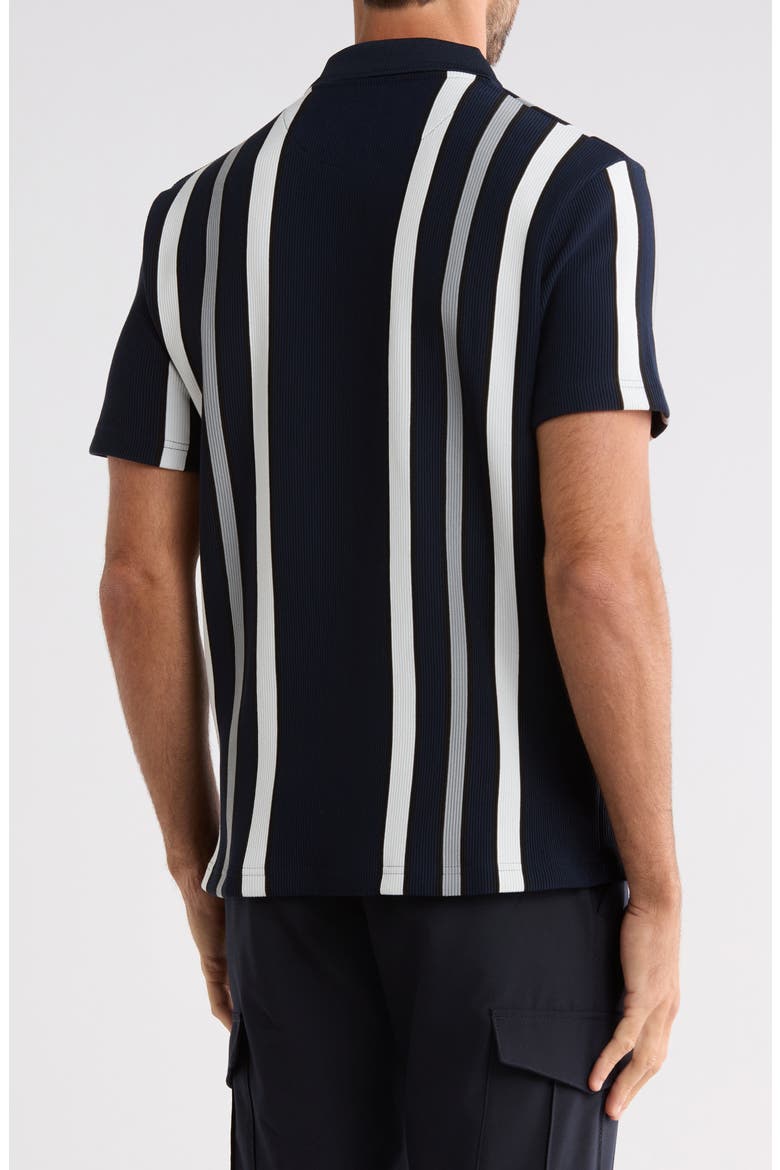 Stripe Ribbed Polo, Alternate, color, NAVY