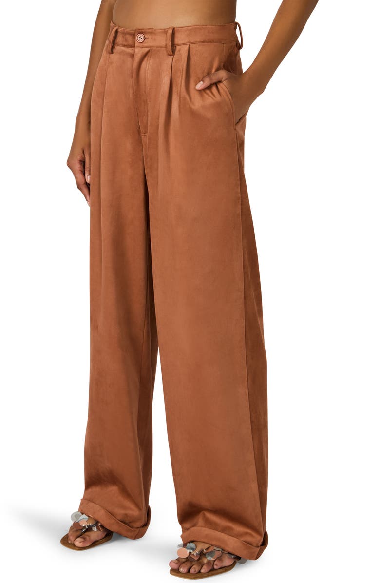 Steve Madden Clove Faux Suede Wide Leg Pants, Alternate, color, Irish Cream