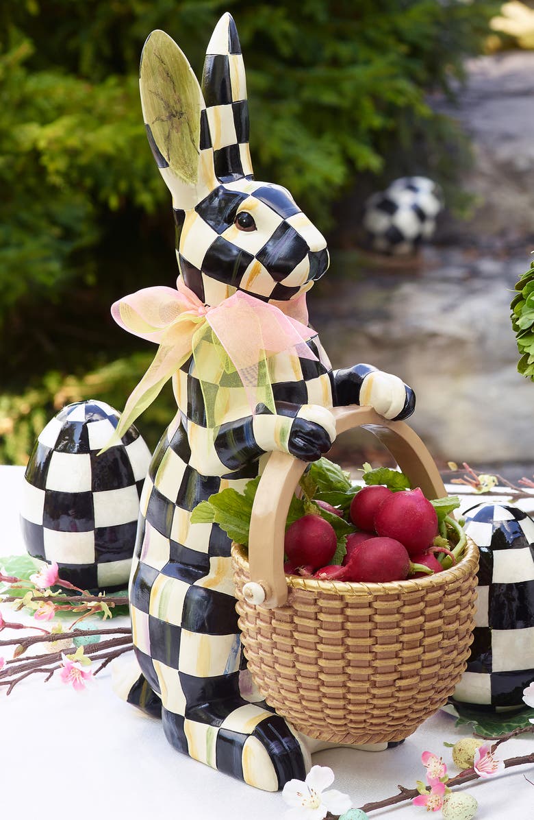 MACKENZIE CHILDS Courtly Check Rabbit, Alternate, color, Black