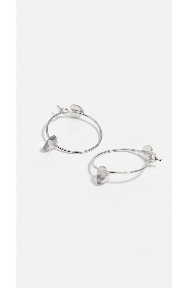 Bimba y Lola Heart Hoop Crystal Earrings, Alternate, color, Silver