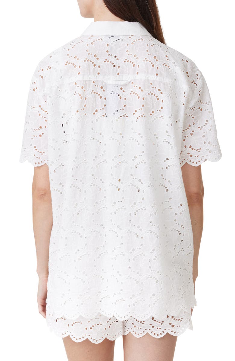 Habitual Eyelet Short Sleeve Button-Up Shirt, Alternate, color, White