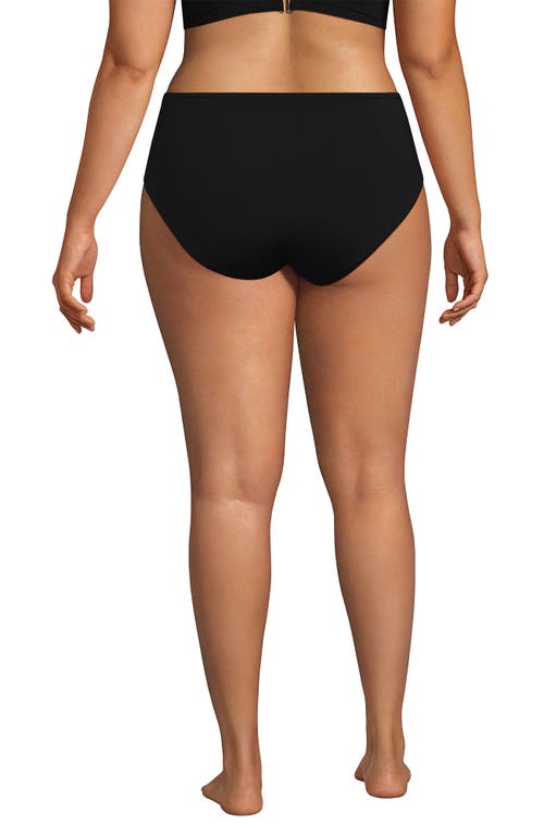 Lands' End Plus Size Mid Rise Classic Bikini Bottoms In Black