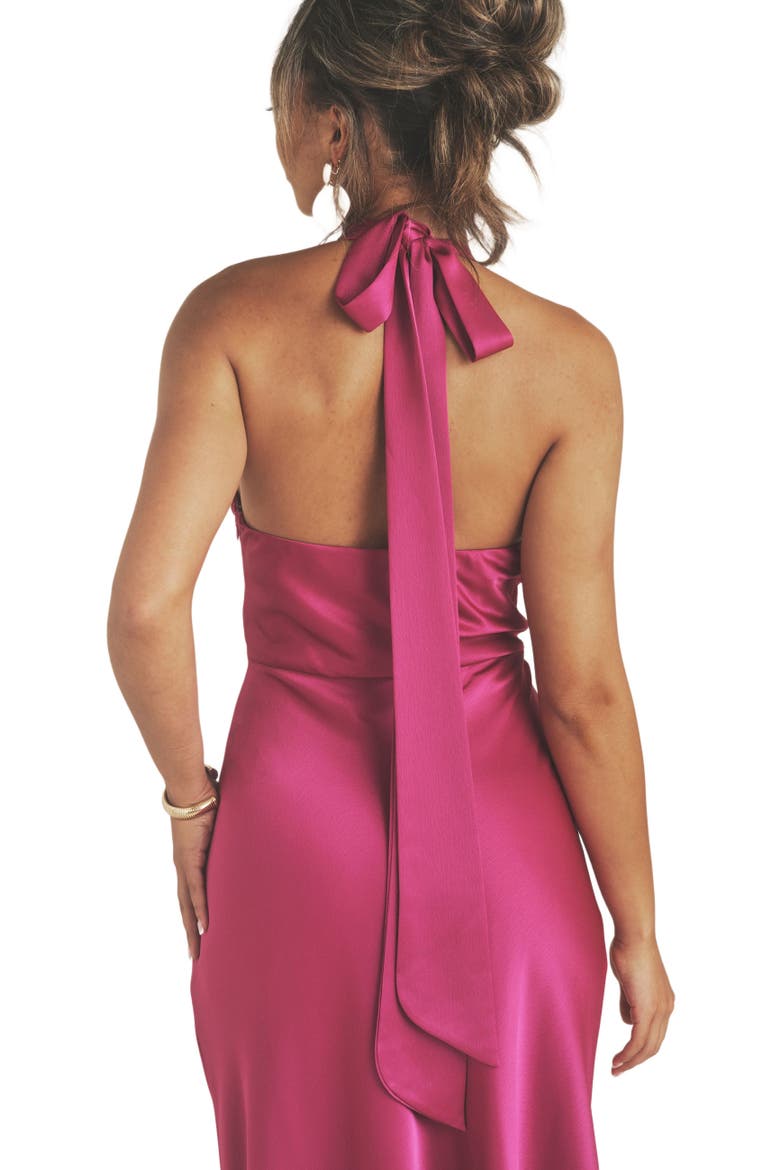 Isabel Plunge Knot Detail Dress, Alternate, color, Raspberry