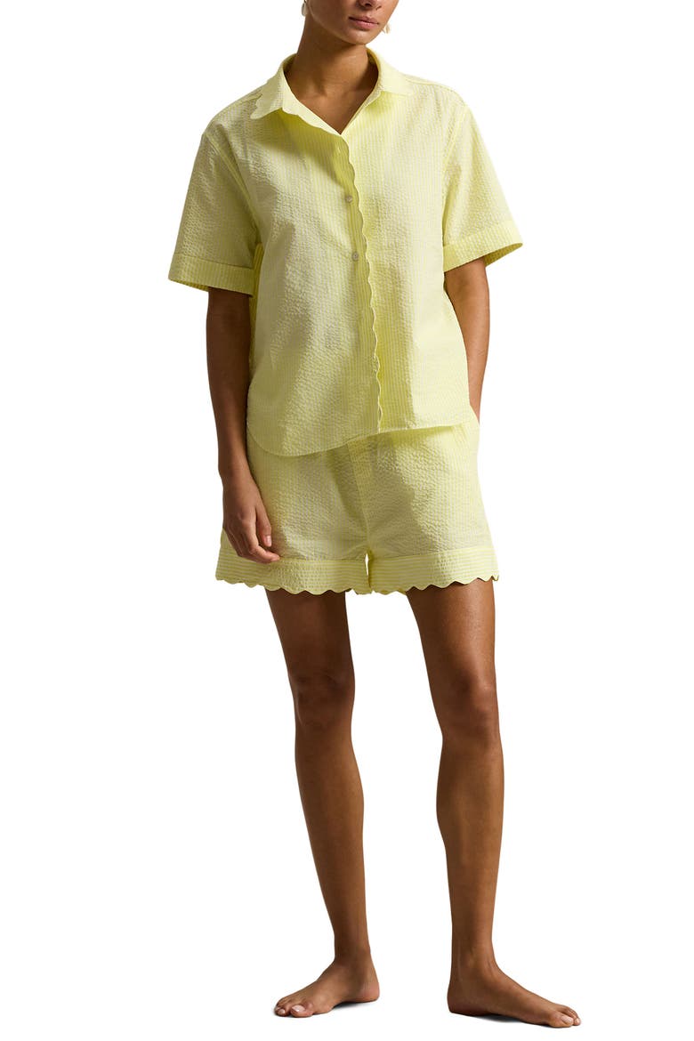 Scallop Short Pajamas, Main, color, LEMON VERBINA