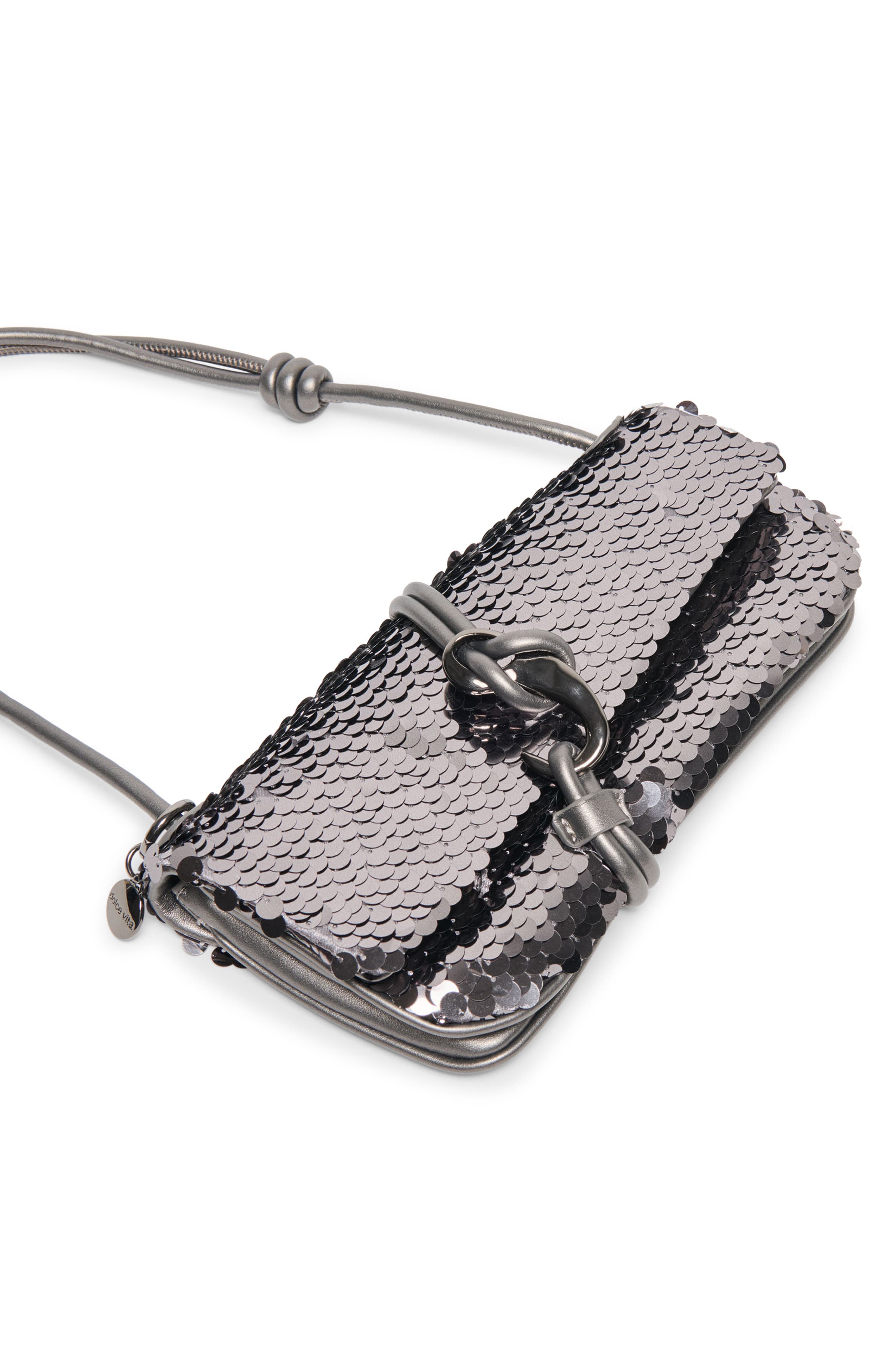 Dolce Vita Alice Sequin Shoulder Bag, Alternate, color, Gunmetal