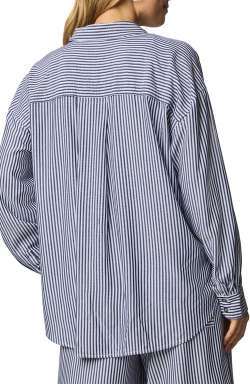 Splendid Ella Striped Button Down Shirt In Blue