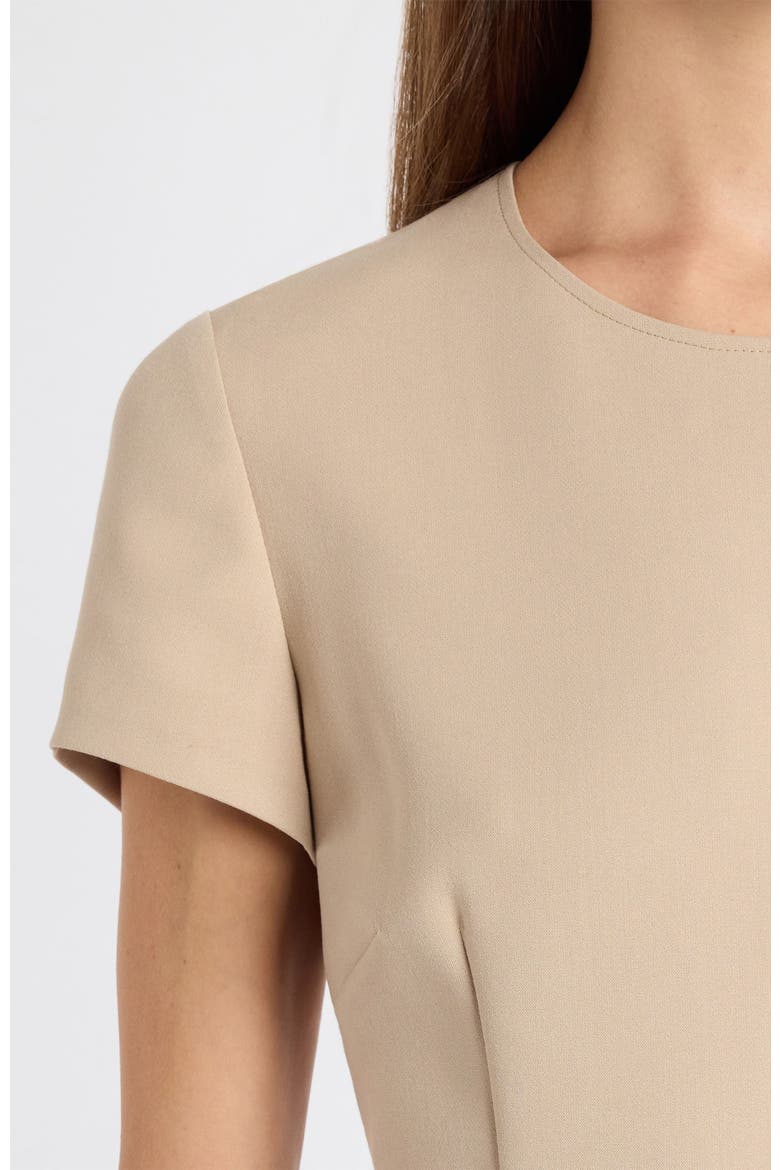 Moira Soft Stretch Crepe Cap Sleeve Flounce Dress, Alternate, color, Sand