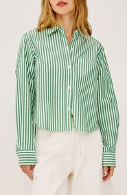 Rails Ramy Stripe Cotton Blend Crop Button-Up Shirt