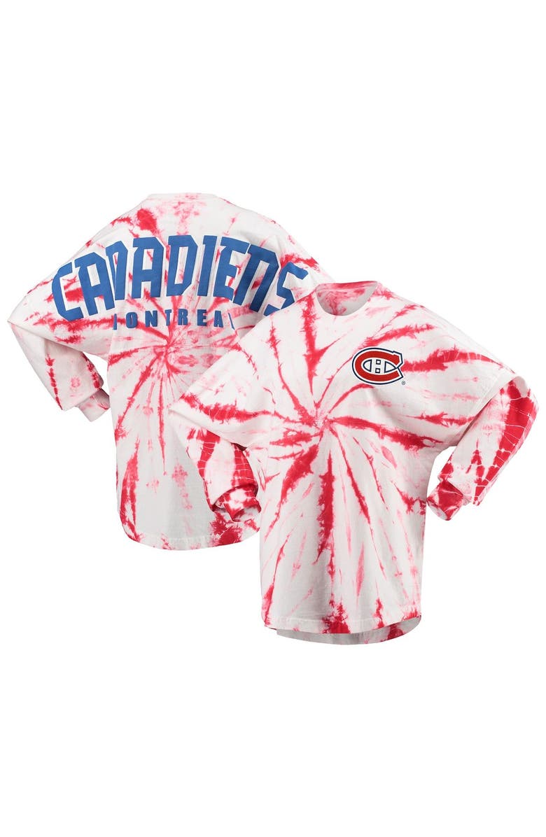 SPIRIT JERSEY Women's Red Montreal Canadiens Spiral Tie-Dye Long Sleeve T-Shirt, Main, color, Red