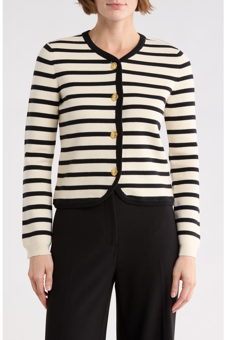 Dee Stripe Cardigan, Main, color, BLACK STRIPE