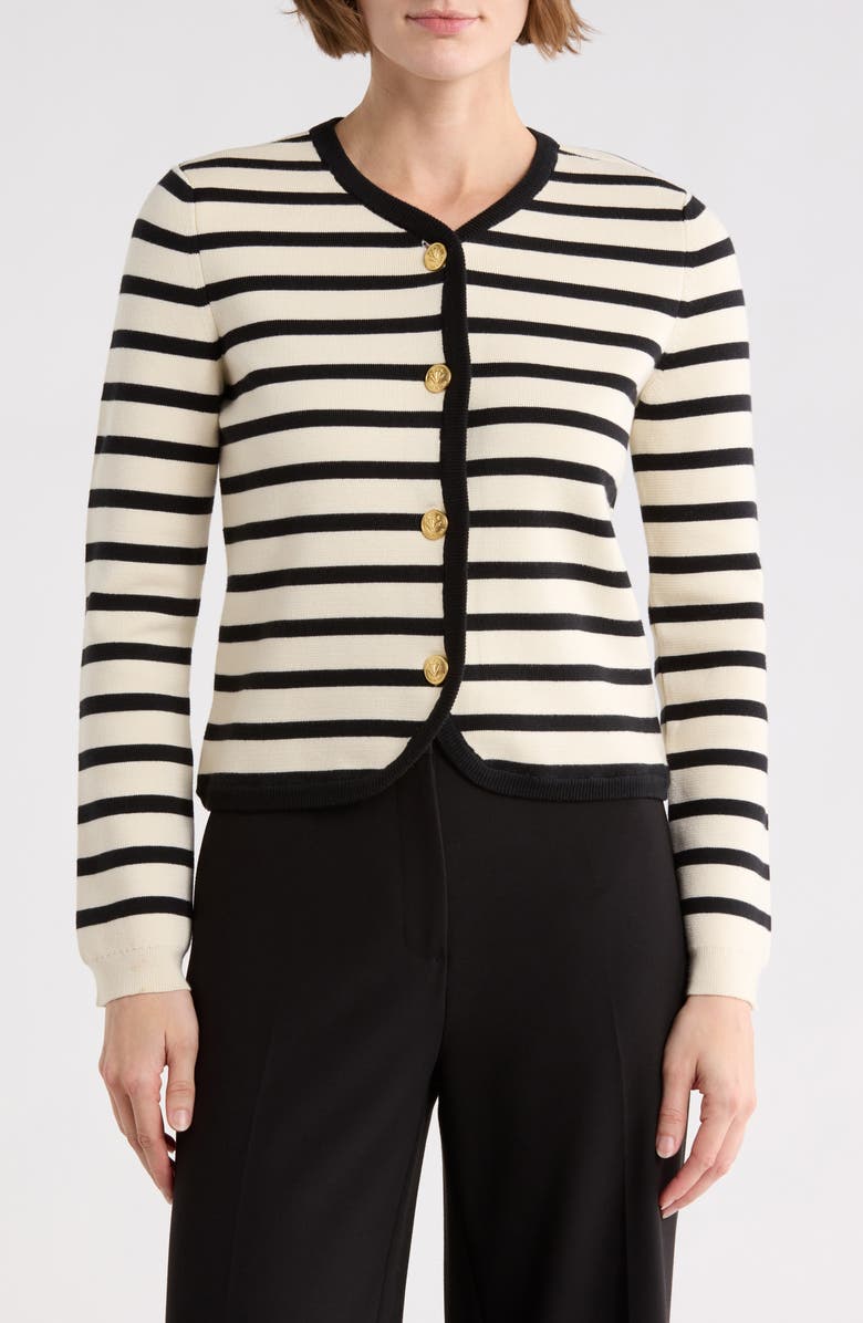 rag & bone Dee Stripe Cardigan, Main, color, Black Stripe