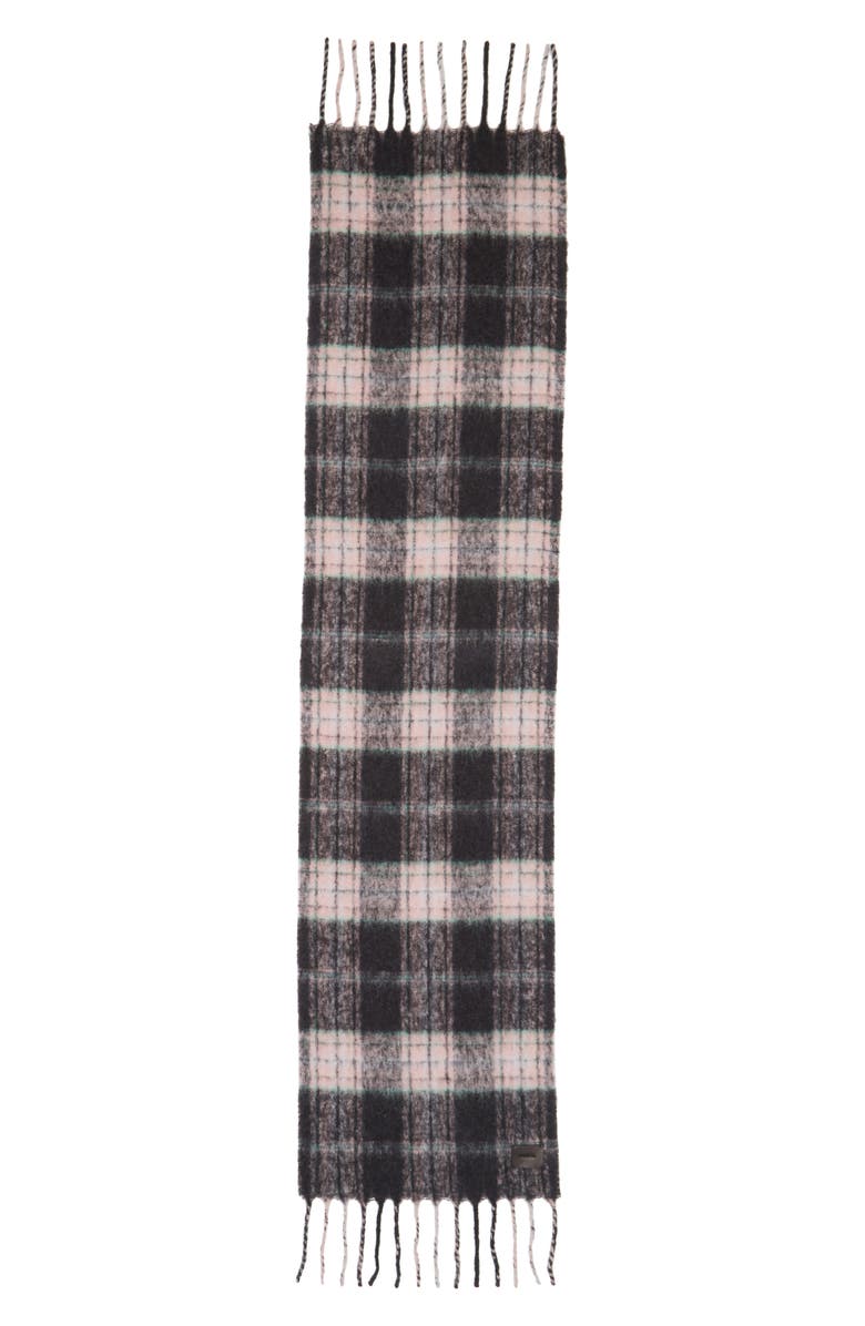 Vince Plaid Alpaca Blend Scarf, Alternate, color, Medium Pink