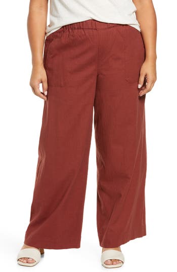 Wit & Wisdom High Waist Stretch Linen Blend Pants In Brown