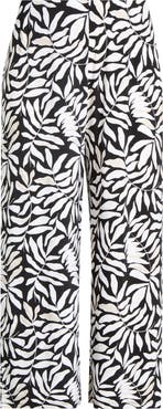 AK ANNE KLEIN Print Knit Crop Wide Leg Pants