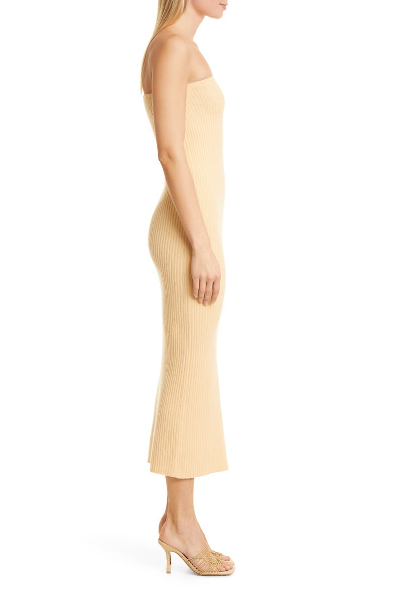 Cashmere Ribbed Tube Midi Dress, Alternate, color, BLONDE