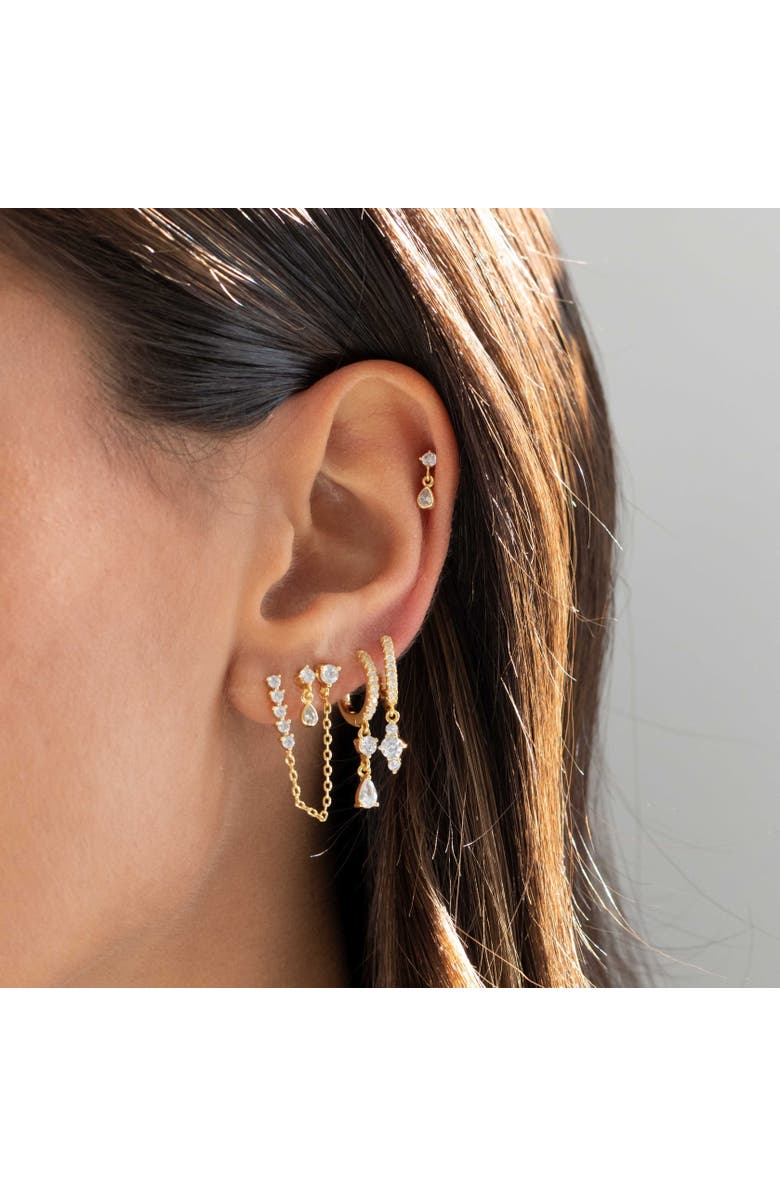 BY ADINA EDEN Round CZ X Teardrop Dangling Huggie Earring, Alternate, color,