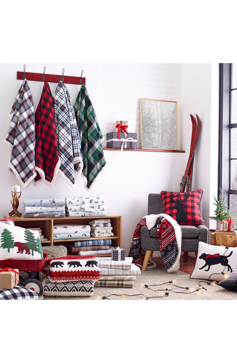 Eddie Bauer Classic Fair Isle Faux Shearling Throw Blanket, Alternate, color, 