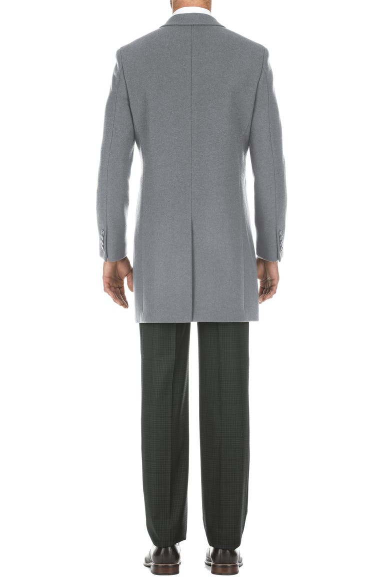 Wool Blend 3-Button Three-Quarter Length Top Coat, Alternate, color, LT GRAY