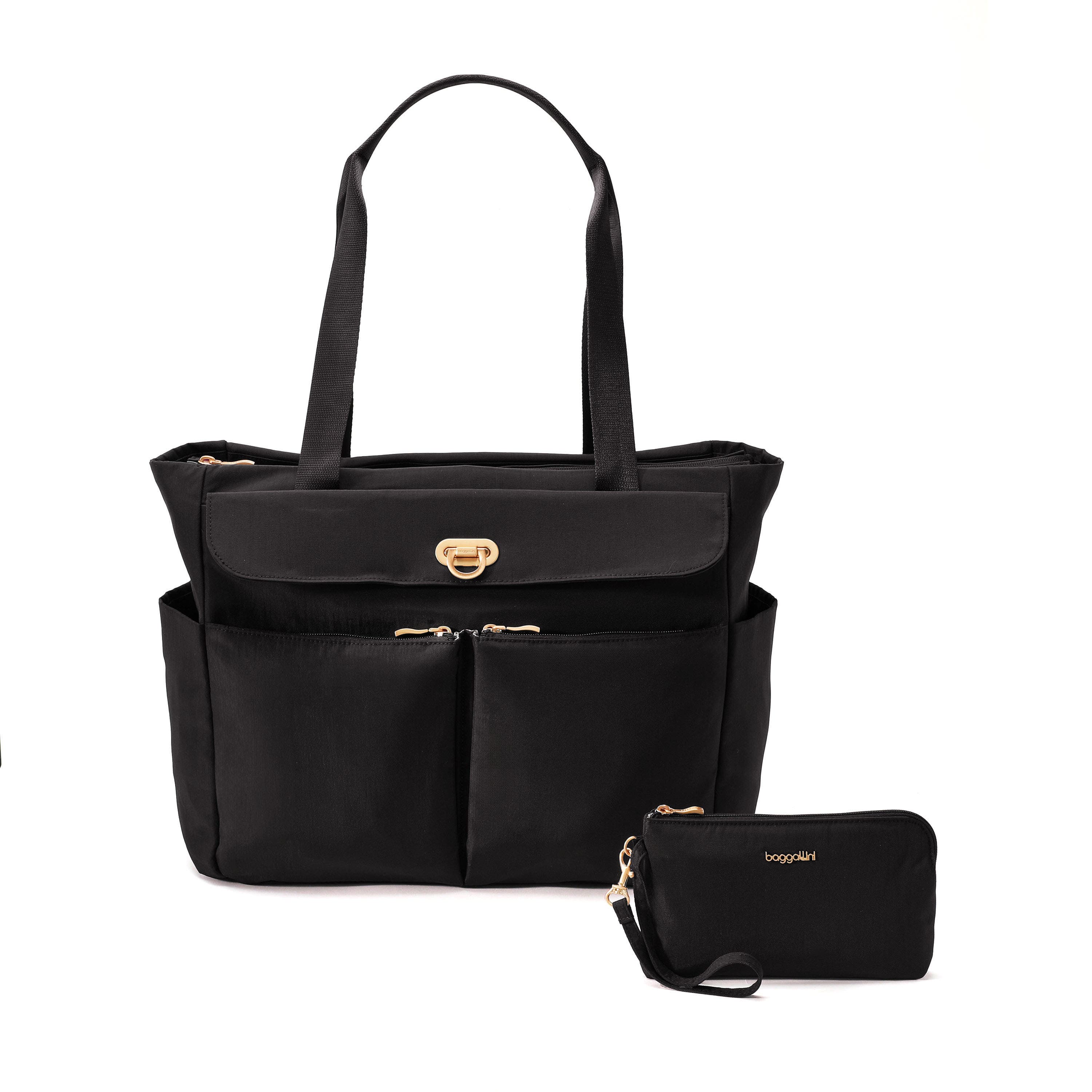Coastal Flip Lock Tote, Main, color, Black W/ Gold Hardware