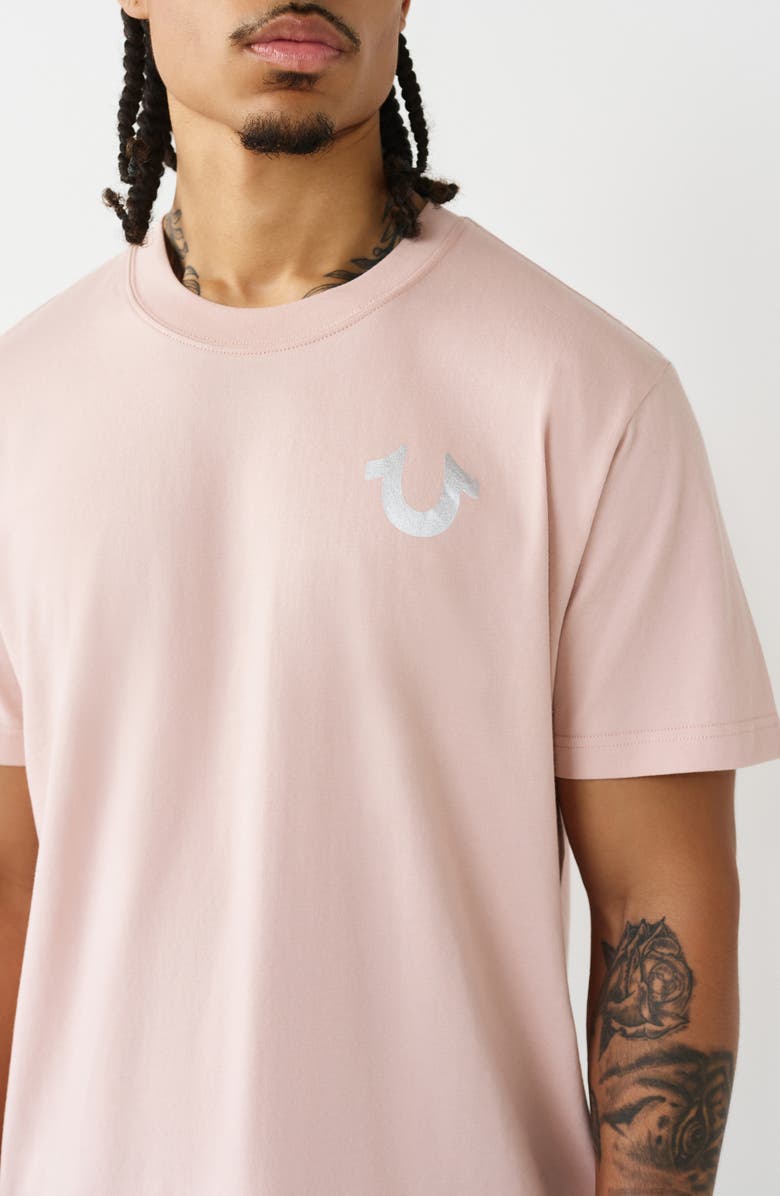 True Religion Marker Script Buddha Graphic T-Shirt, Alternate, color, Sepia Rose