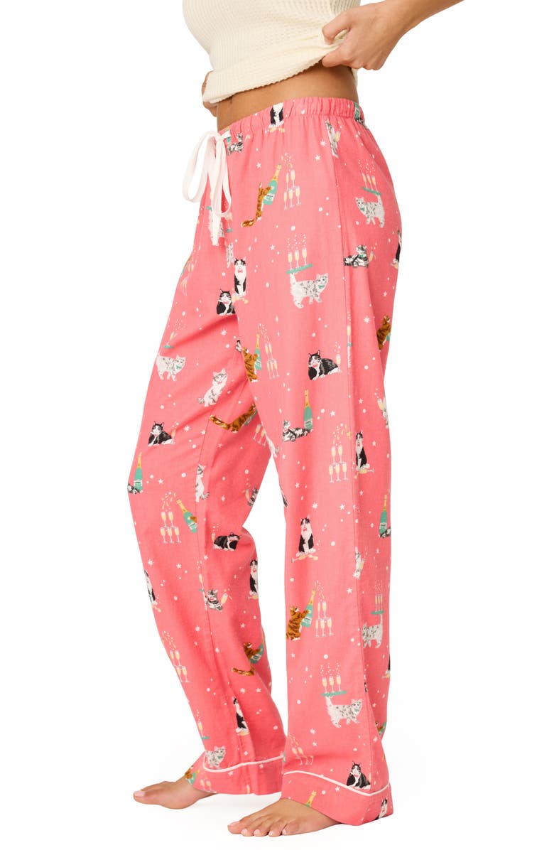 PJ Salvage Cats Flannel Pajama Pants, Alternate, color, Dark Coral
