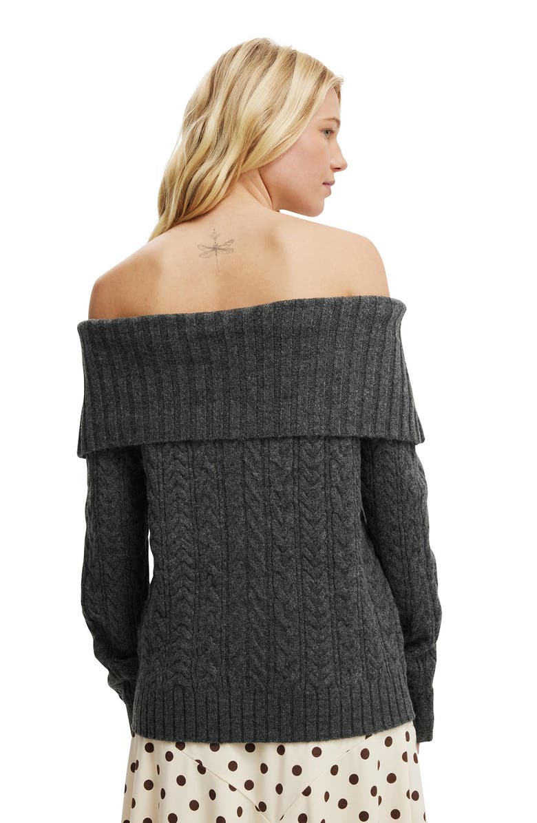 Cotton On Women's Fluffy Cable Off Shoulder Knit, Alternate, color,