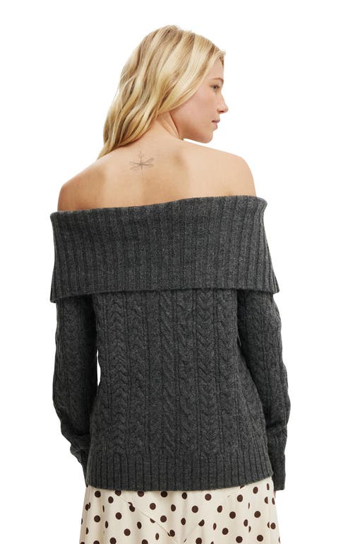 Cotton On Fluffy Cable Off Shoulder Knit In Gray