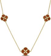 Julianna B. Carnelian Floral Station Necklace Yellow Plated Silver