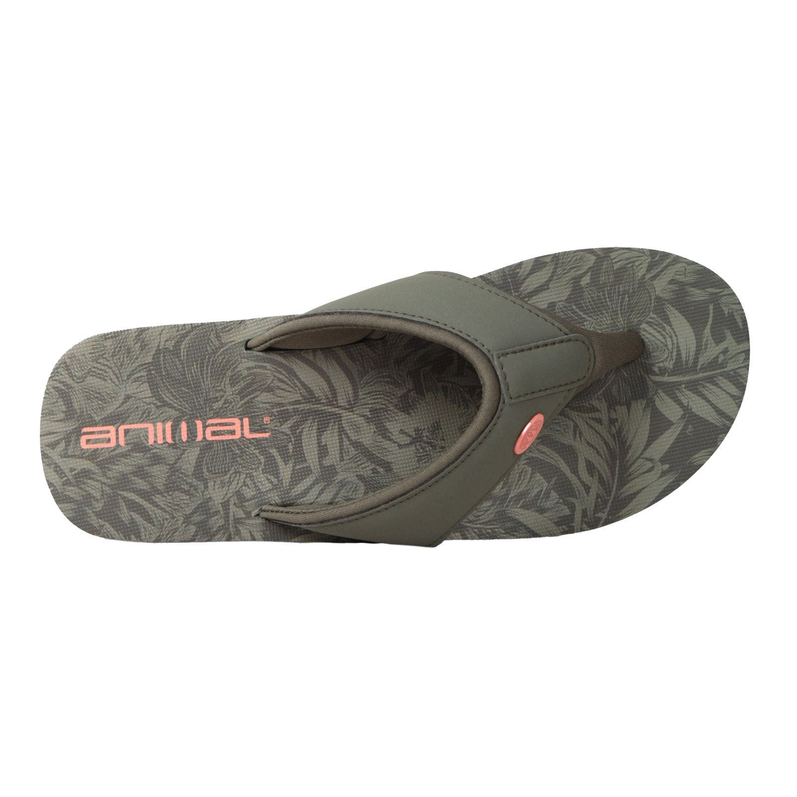 Swish Leaf Print Flip Flops, Alternate, color, Dark Khaki