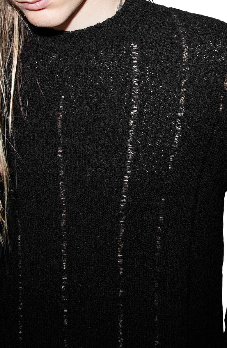 AllSaints Hades Distressed Merino Wool Blend Crewneck Sweater, Alternate, color,