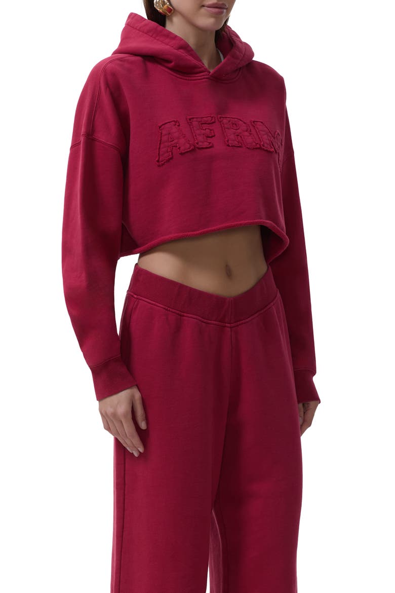 Darius Crop Cotton Hoodie, Main, color, RIO RED