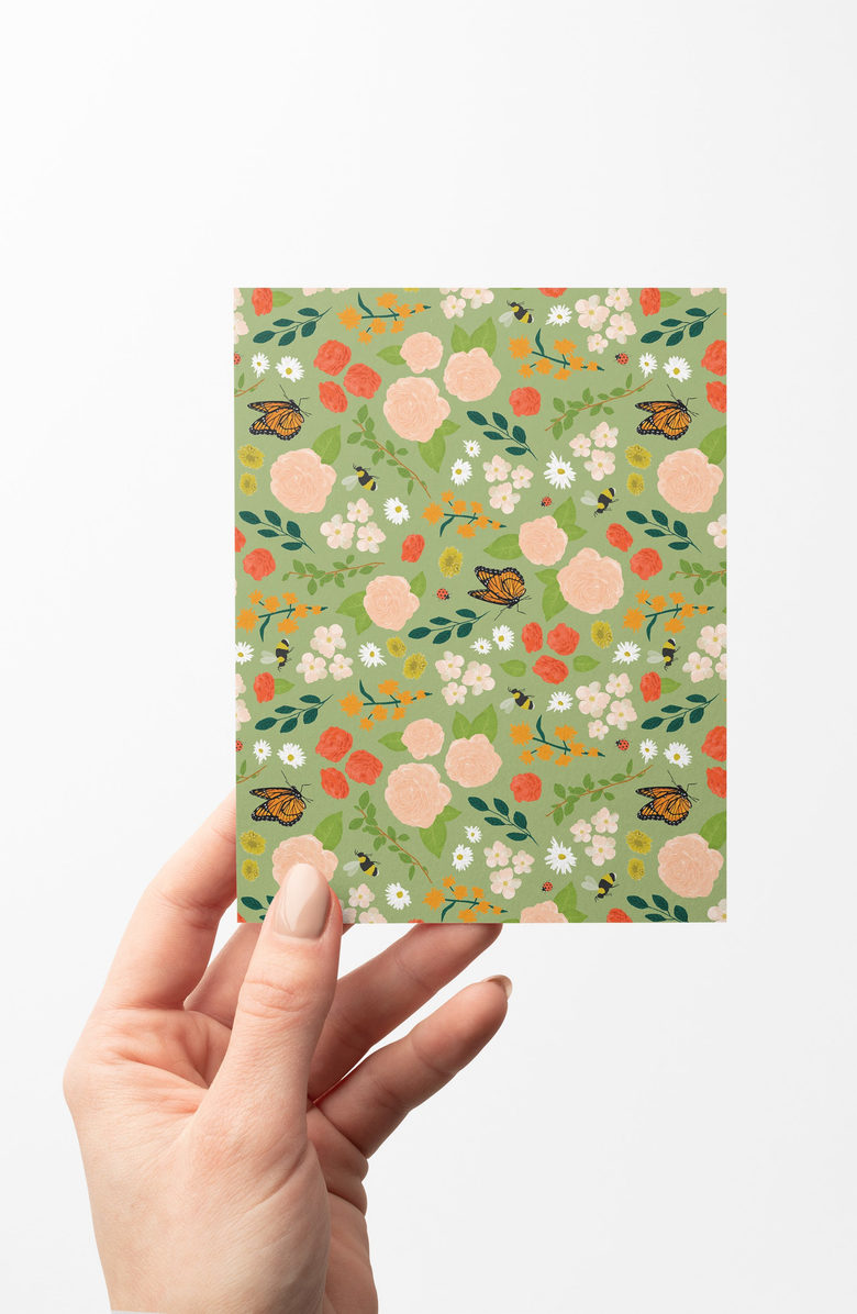 Joy Paper Co. 8 Boxed Garden Floral Notecards Stationery, Alternate, color, Green / Pink / Red