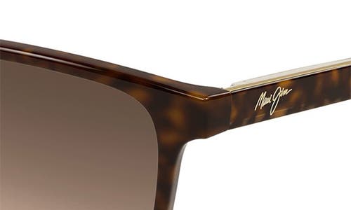 Maui Jim Okina 55mm Polarized Rectangular Sunglasses In Brown