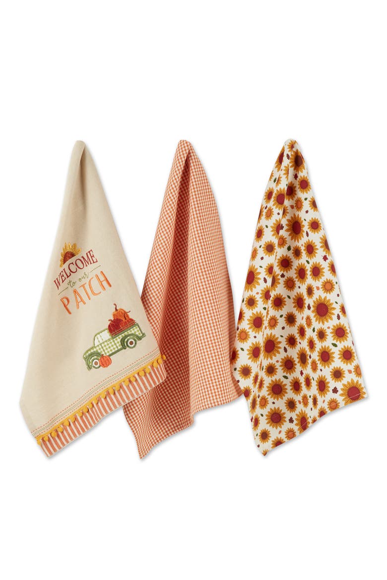 Pumpkin Patch Truck Assorted Dishtowel Set/3, Main, color, Pumpkin Truck