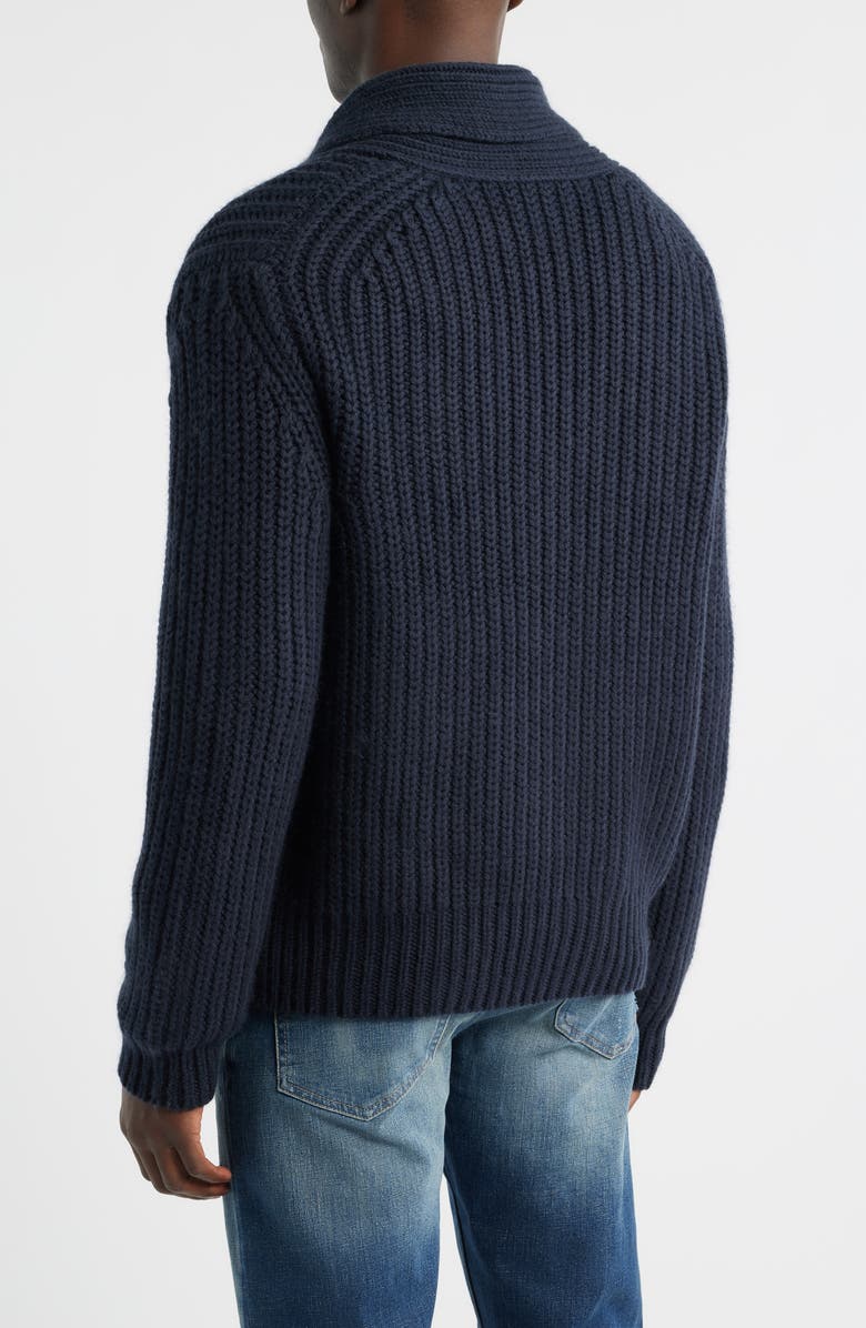 BOSS Horace Shawl Collar Ribbed Wool & Cashmere Cardigan, Alternate, color, Dark Blue