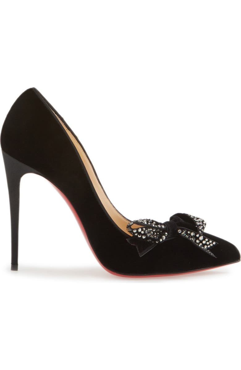 Christian Louboutin 'Madame Menule' Embellished Bow Pointy Toe Pump, Alternate, color,