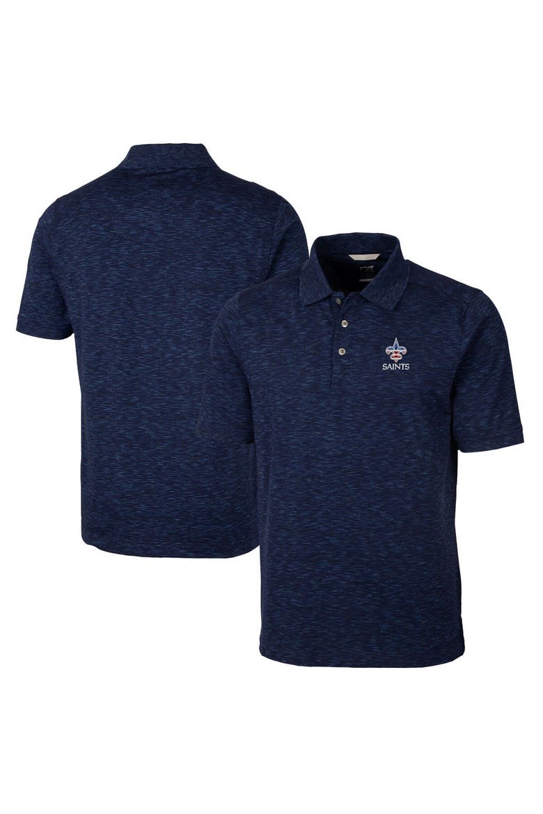 Men's Cutter & Buck Navy New Orleans Saints Big & Tall Advantage Tri-Blend Space Dye Polo, Main, color, Navy