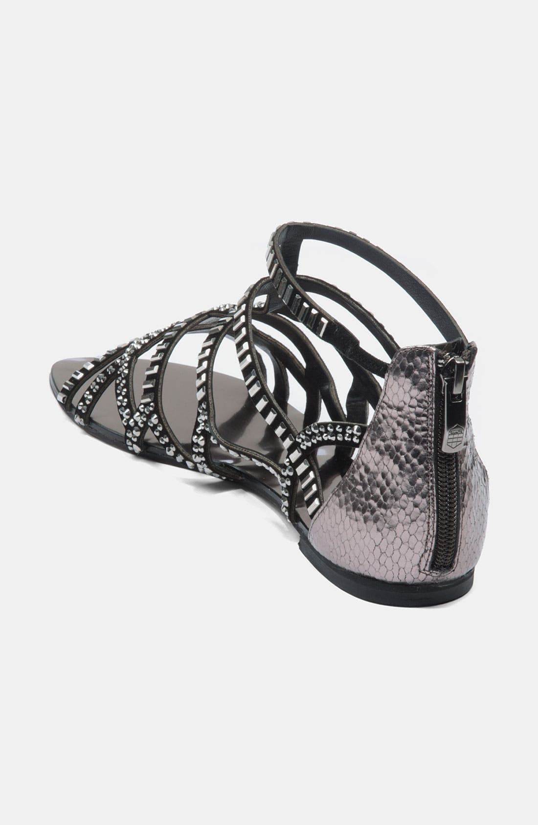 'Emera' Sandal, Alternate, color, BLACK/ STEEL