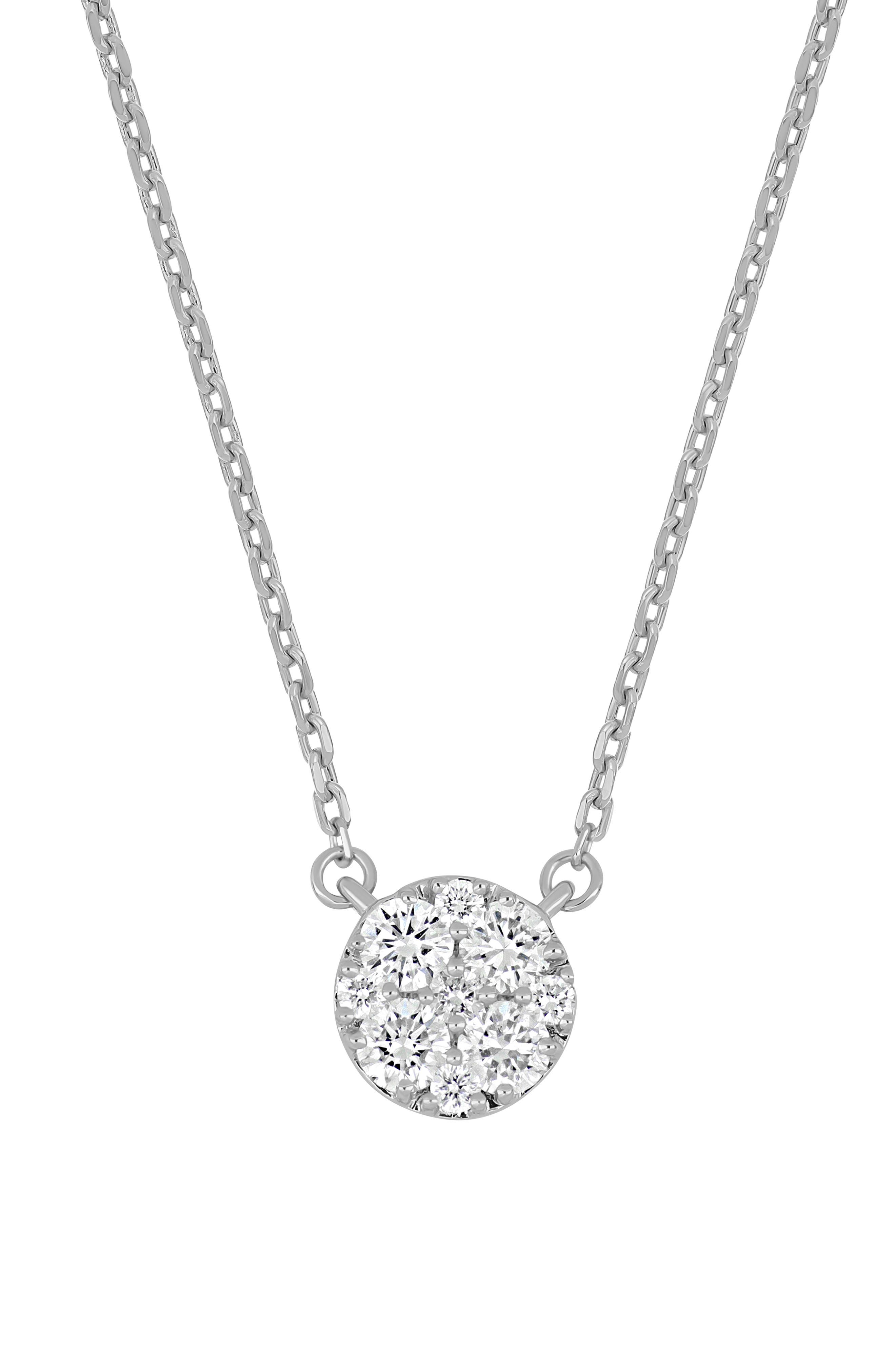 Bony Levy Mika 18K White Gold Pavé Diamond Disc Pendant Necklace